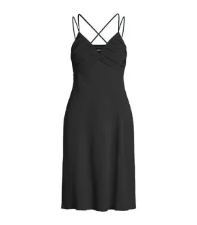 Women's Double-Strap Georgette Slip Dress Black