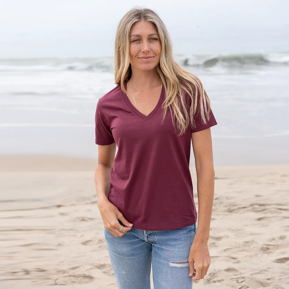 Womens Short Sleeve V-neck