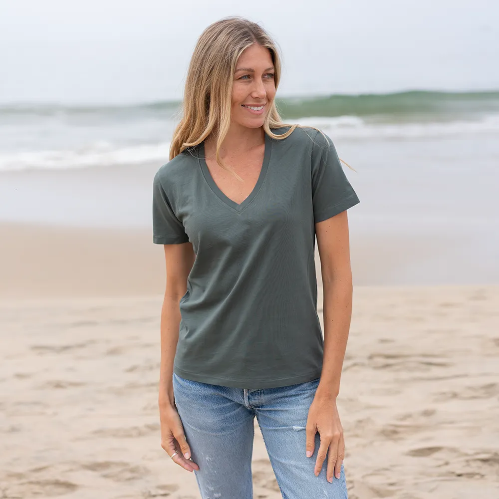 Womens Short Sleeve V-neck