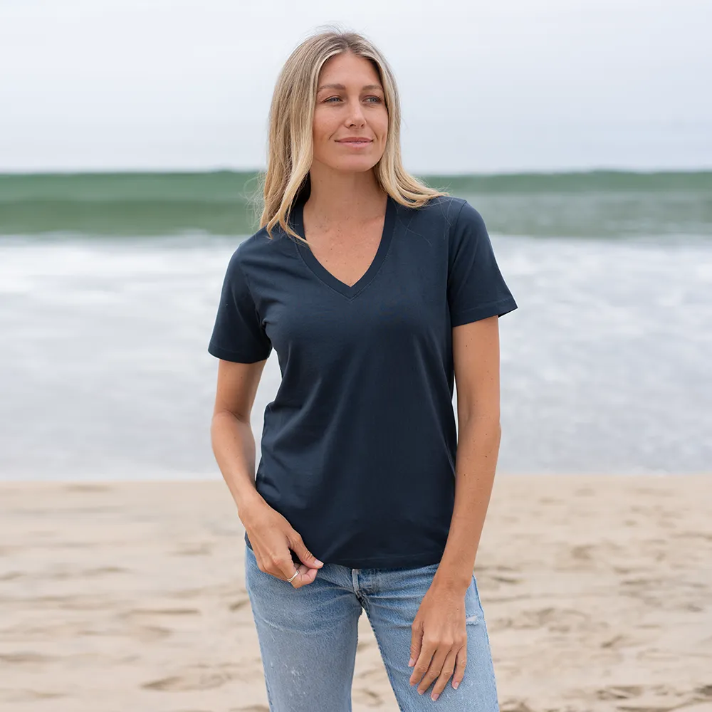 Womens Short Sleeve V-neck