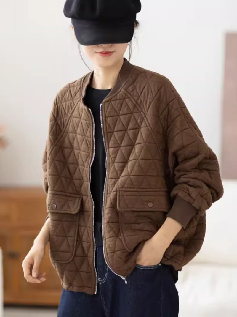 Women's Stylish Warm Zipper Front Pockets Coat