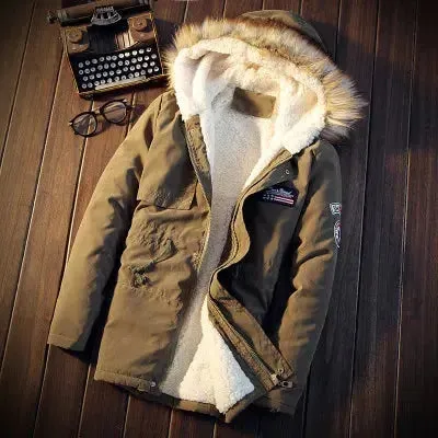 XingDeng Men Coats Winter Casual Mens Dressy Tops Jacket Male Slim Thicken Fur Hooded Outwear Warm Coat Top Brand Clothing