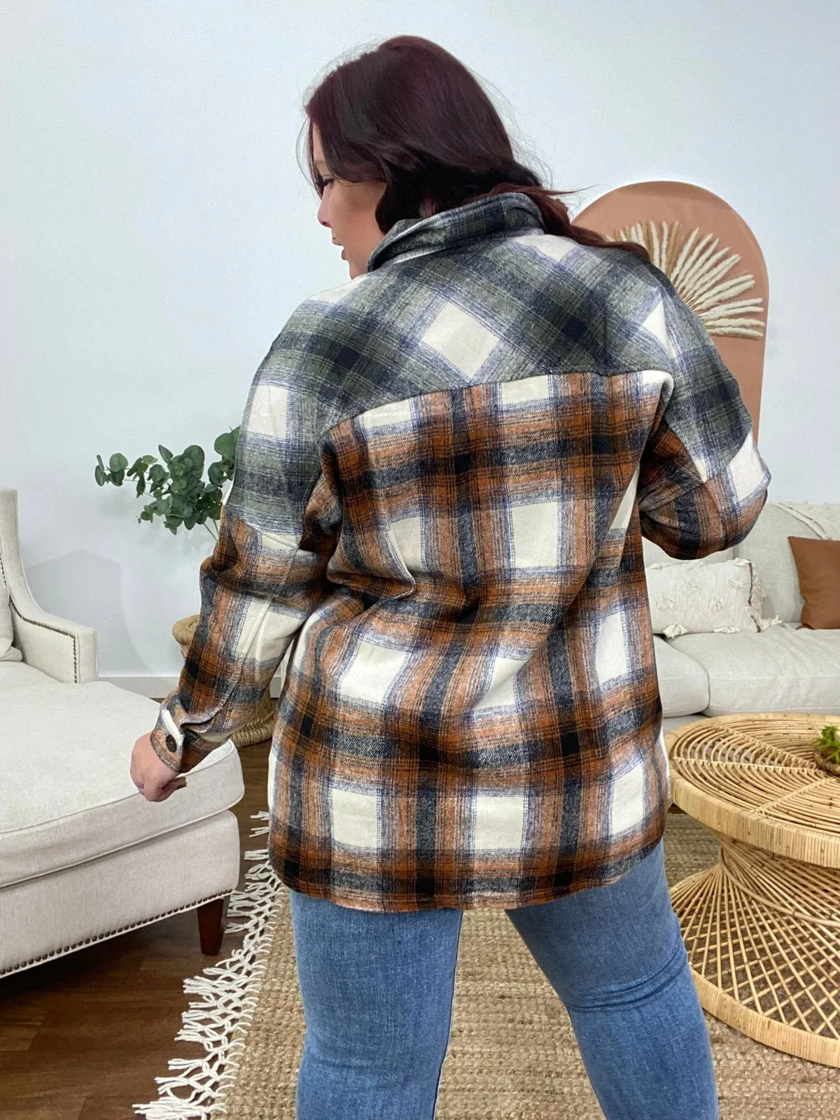 Zenana Oversized Yarn Dyed Plaid Longline Shacket